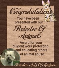 Protector of Animals Award Winner